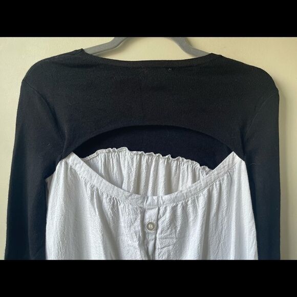 ZARA knit open back black and white long sleeve - Picture 3 of 9